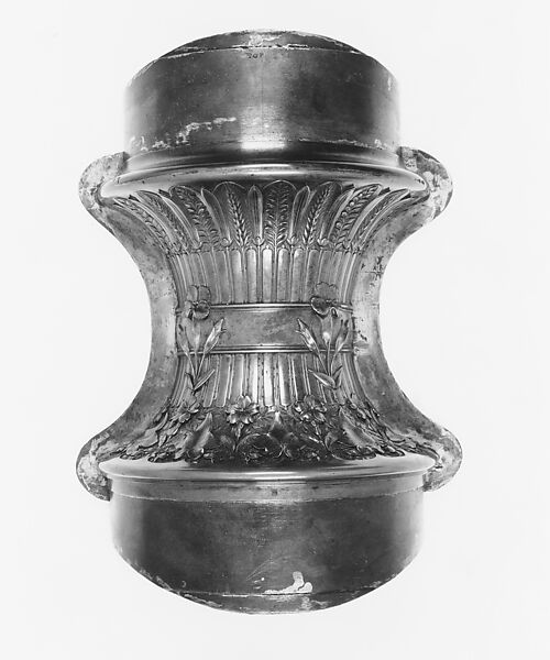 Full-size patterns for facsimiles of front and back halves of rim and neck of Bryant Vase, Tiffany &amp; Co. (American, New York, NY, 1837–present), Copper, metal alloy, lead, American