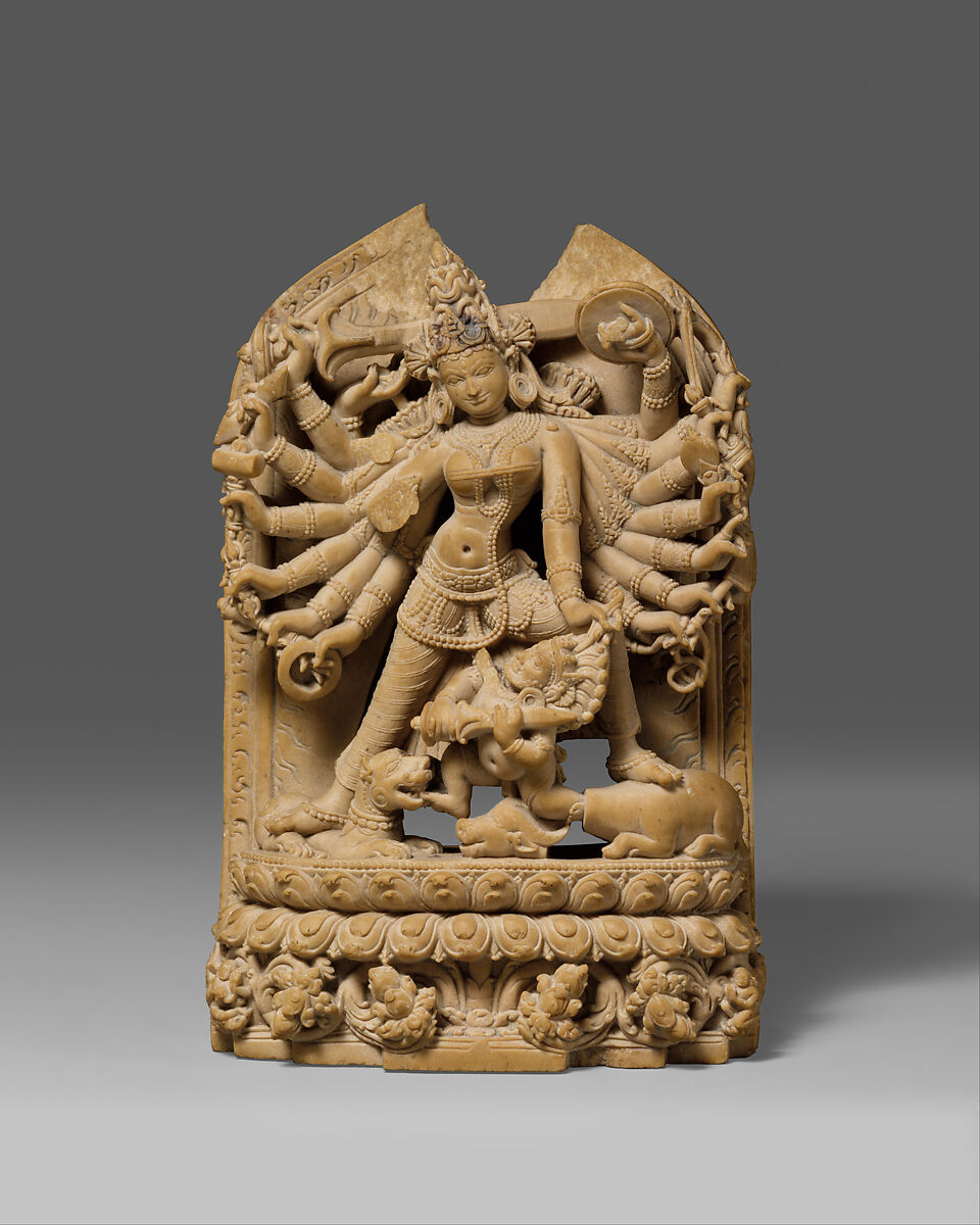 The Goddess Durga Slaying the Demon Buffalo Mahisha, Argillite, Bangladesh or India (Bengal) 