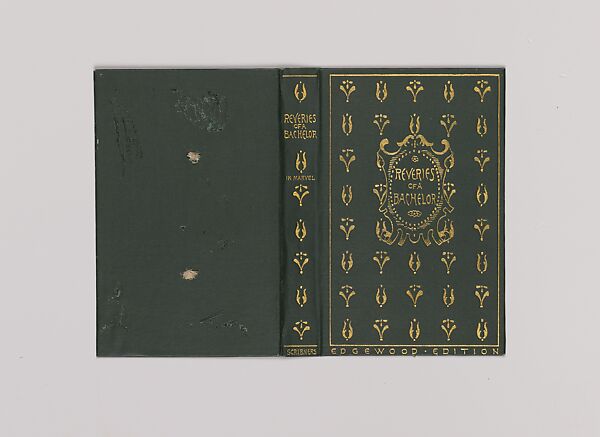 Reveries of a Bachelor, or, A Book of the Heart, Binding designed by Alice Cordelia Morse (American, Ohio 1863–1961), Green cloth covered boards with gold decoration 
