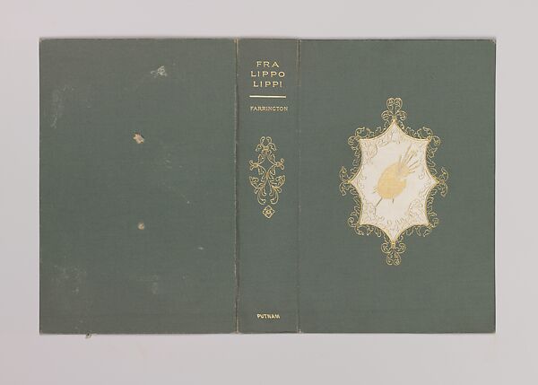 Fra Lippo Lippi, A Romance, Bookcover designed by Alice Cordelia Morse (American, Ohio 1863–1961), Green cloth covered boards with white and gold decoration 