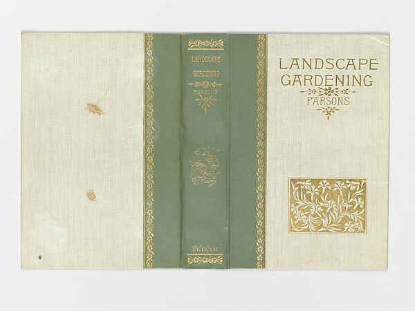 Landscape Gardening: notes and suggestions on lawns and lawn planting, laying out and arrangement of country places, large and small parks, cemeteries and railway station lawns, etc., Cover designed by Alice Cordelia Morse (American, Ohio 1863–1961) 