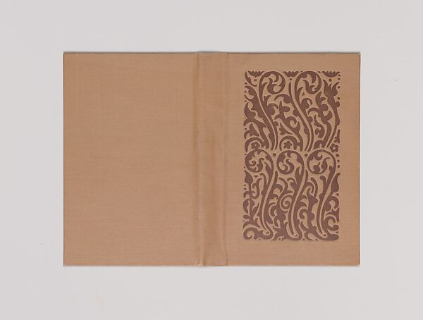 Prototype Book Cover, Untitled, Alice Cordelia Morse (American, Ohio 1863–1961), Medium brown cloth covered boards with dark brown decoration 