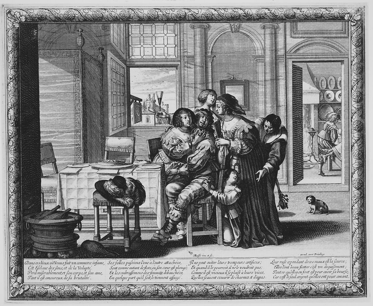 The Prodigal Son in a House of Ill Repute, Abraham Bosse (French, Tours 1602/04–1676 Paris), Etching; third state of three