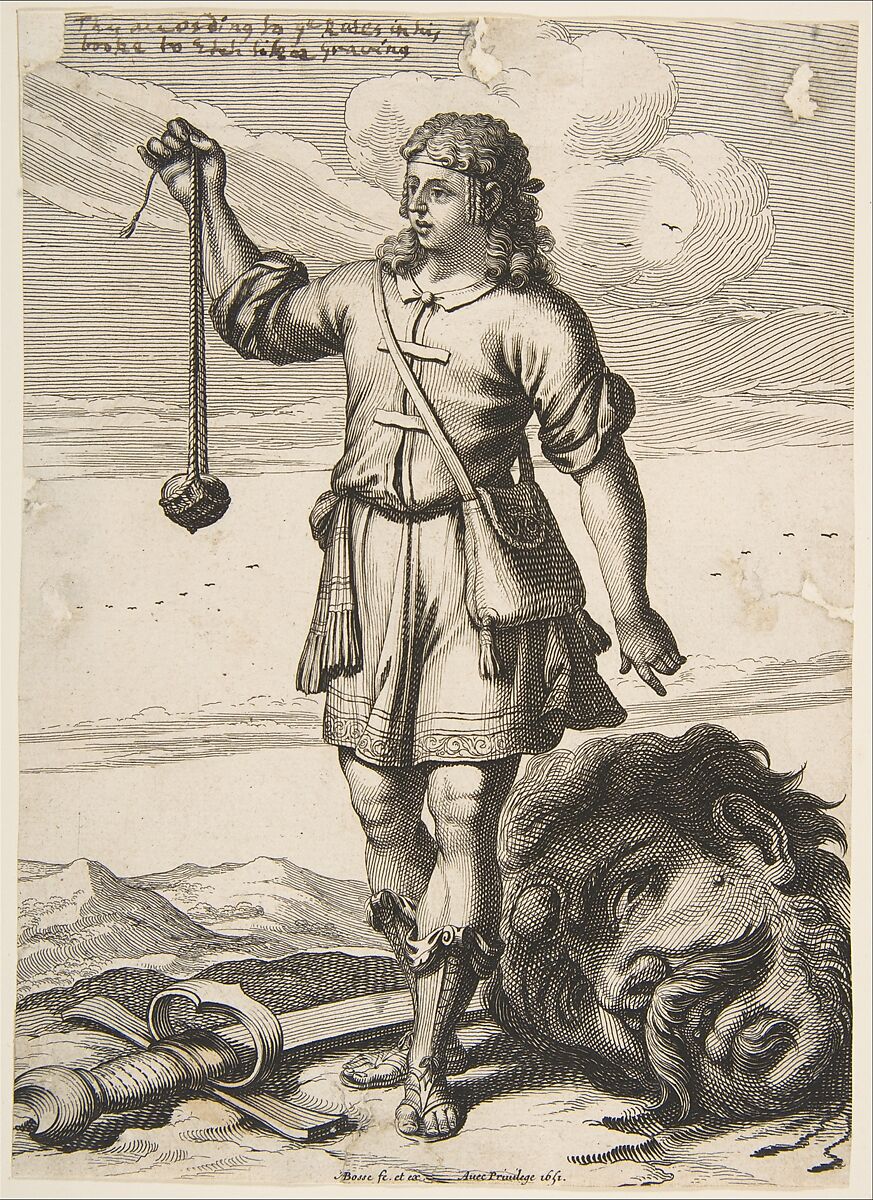 David with the Head of Goliath, Abraham Bosse (French, Tours 1602/04–1676 Paris), Etching 