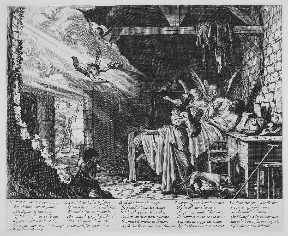 The Death of Lazarus, Abraham Bosse (French, Tours 1602/04–1676 Paris), Etching with engraving