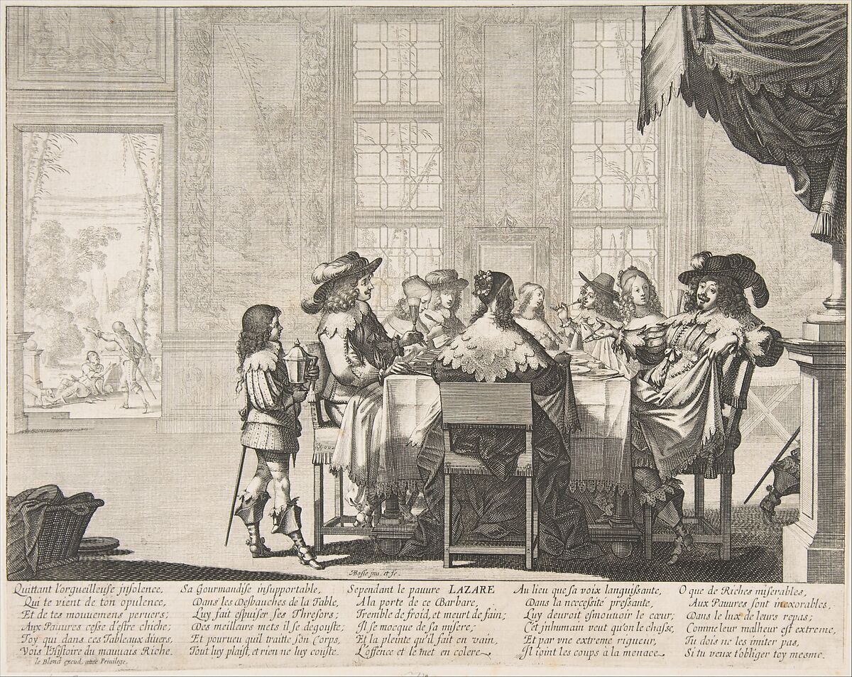 The Banquet of the Rich Man, Abraham Bosse (French, Tours 1602/04–1676 Paris), Etching 