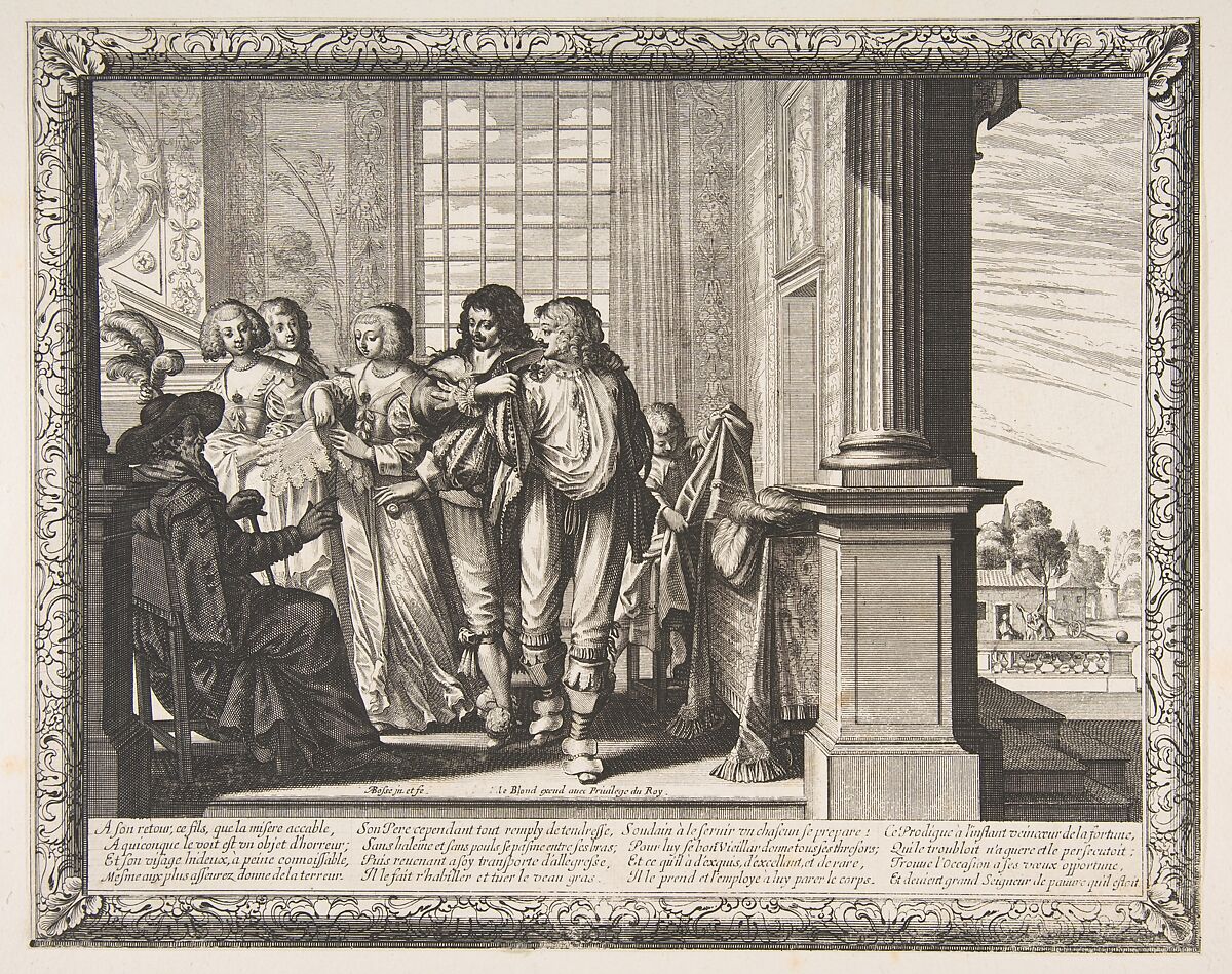 The Prodigal Son Changes His Clothes, Abraham Bosse (French, Tours 1602/04–1676 Paris), Etching 