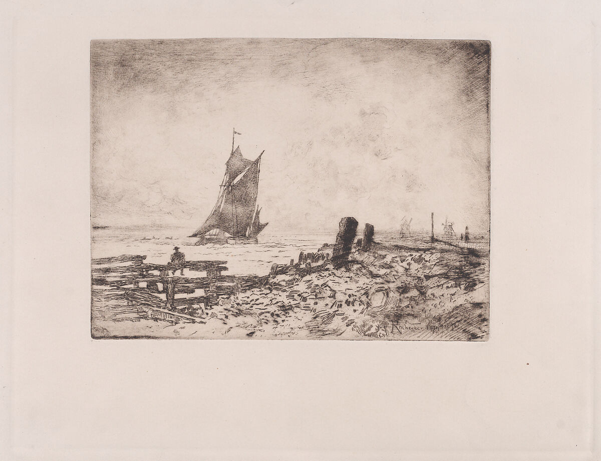 The Little Marine -- Souvenir of Medway, Félix-Hilaire Buhot (French, Valognes 1847–1898 Paris), Etching; prior to first state (?) of six 