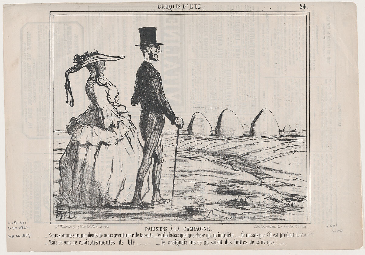 A Summer Sketch: Parisians in the Countryside, Honoré Daumier (French, Marseilles 1808–1879 Valmondois), Lithograph on wove paper (newsprint)