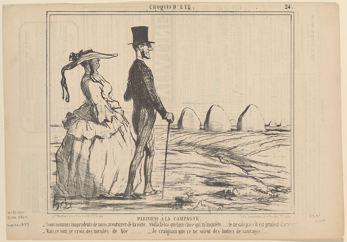 A Summer Sketch:  Parisians in the Countryside, Honoré Daumier  French, Lithograph on wove paper (newsprint)