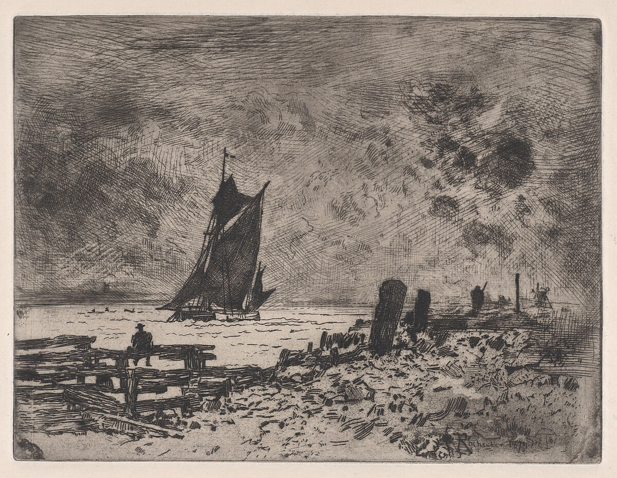 The Little Marine - Souvenir of Medway, Félix-Hilaire Buhot (French, Valognes 1847–1898 Paris), Etching and aquatint; between third and fourth states of six 