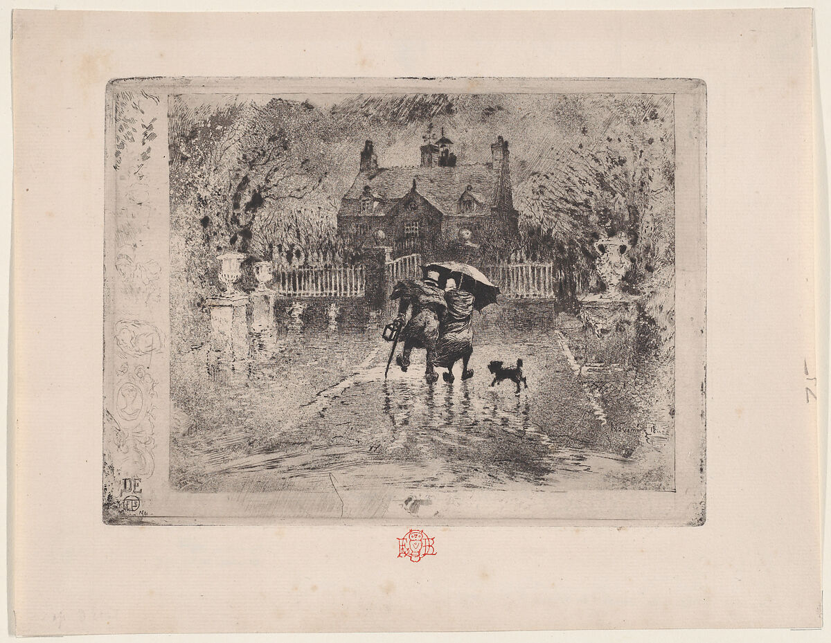 Country Neighbors (Les Voisins de Campagne), Félix-Hilaire Buhot (French, Valognes 1847–1898 Paris), Etching, drypoint, and aquatint on laid paper; third state of six 