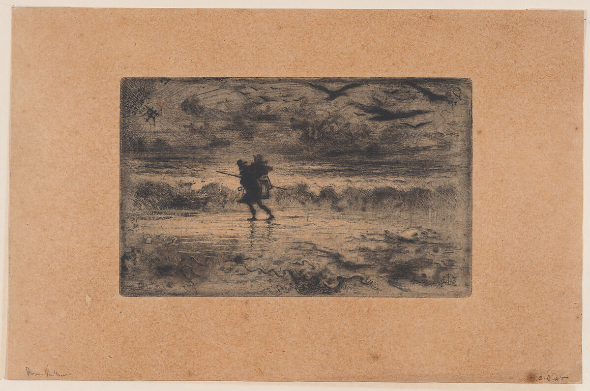 The Seascape Painter (Le Peintre de marine), Félix-Hilaire Buhot (French, Valognes 1847–1898 Paris), Etching, drypoint and aquatint on darkened paper; third state of three 