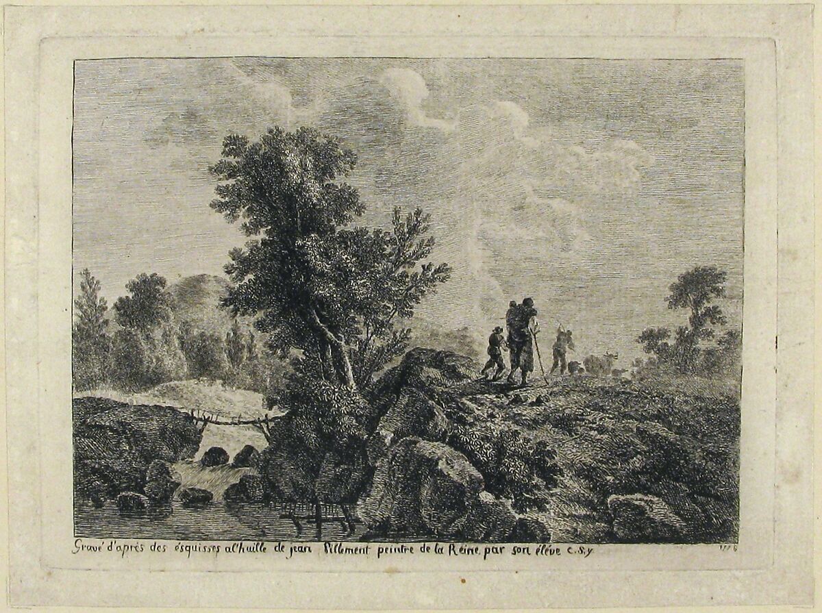 Peasants in a Landscape, Anonymous, Etching 