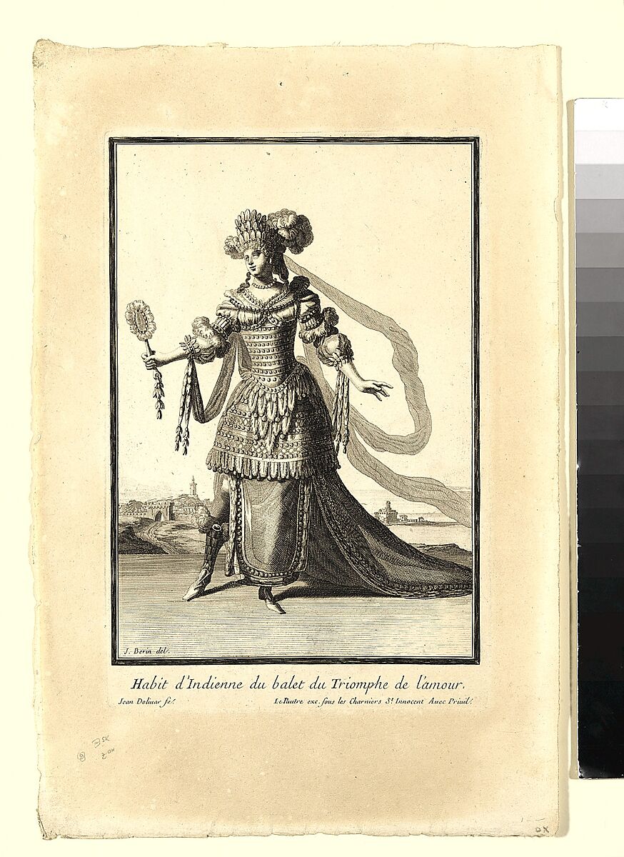 Costume of an Indian Woman from the Ballet "Triumph of Love" (Habit d'Indienne du balet du Triomphe de l'amour), Juan Dolivar (Spanish, Zaragoza 1641–1692 Paris), Etching and engraving
