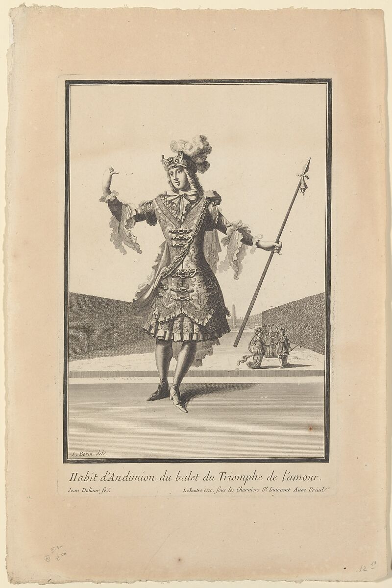 Costume of Endymion from the Ballet "Triumph of Love" (Habit d'Andimion du balet du 'Triomphe de l'amour), After Jean Berain (French, Saint-Mihiel 1640–1711 Paris), Etching and engraving 
