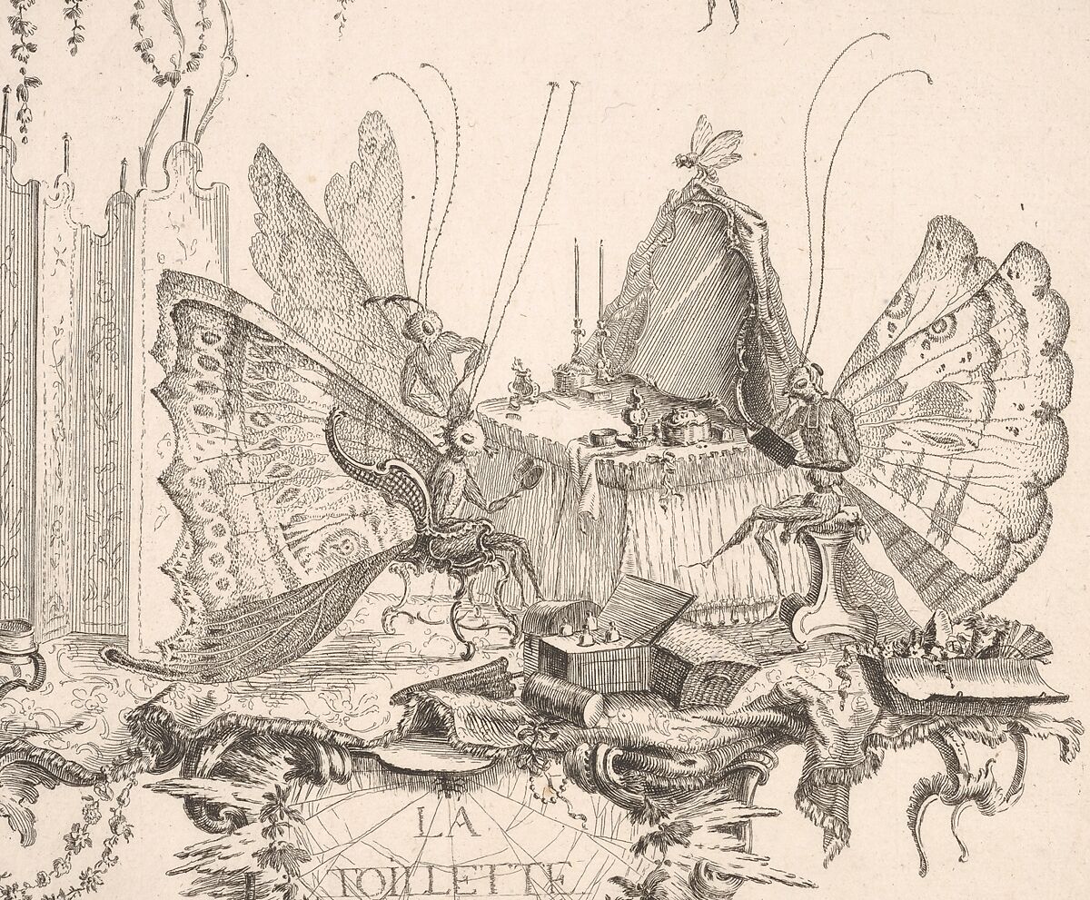 The Toilet (La Toilette), from Essai de Papilloneries Humaines par Saint Aubin, Charles Germain de Saint-Aubin (French, Paris 1721–1786 Paris), Etching; first state of two