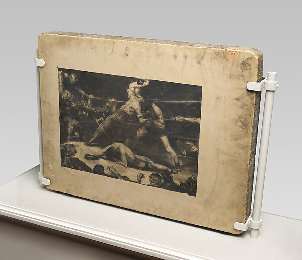 Dempsey and Firpo (recto); A Knock-Out, second state (Incident of the Ring) (verso), George Bellows (American, Columbus, Ohio 1882–1925 New York), Lithographic stone 