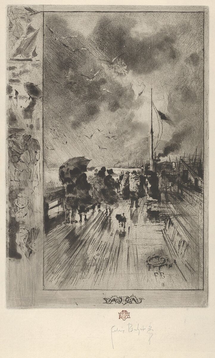 A Pier in England (Une Jetée en Angleterre), Félix-Hilaire Buhot (French, Valognes 1847–1898 Paris), Etching, drypoint, aquatint, and roulette; second state of eight 
