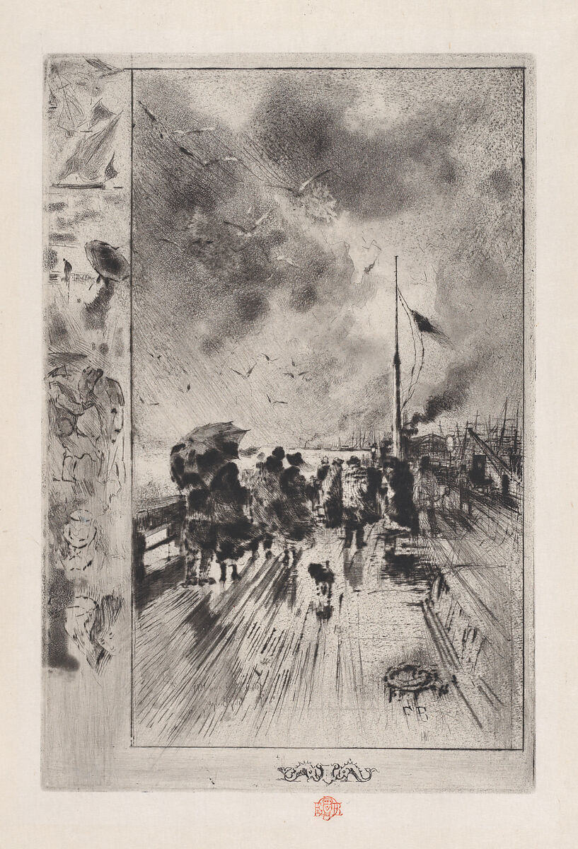 A Jetty in England, Félix-Hilaire Buhot (French, Valognes 1847–1898 Paris), Etching, drypoint, and roulette; second state of eight 