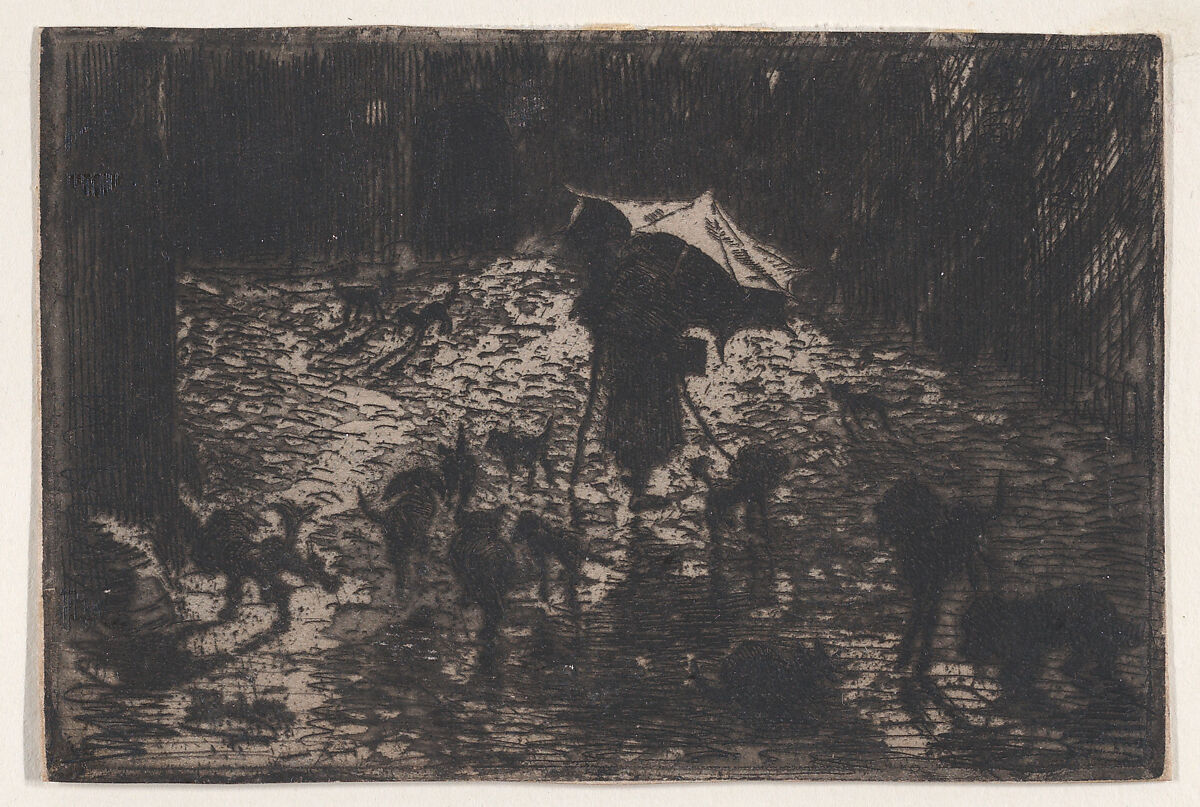 The Night Prowlers (Les Noctambules), Félix-Hilaire Buhot (French, Valognes 1847–1898 Paris), Etching and sulphur tint; second and final state 