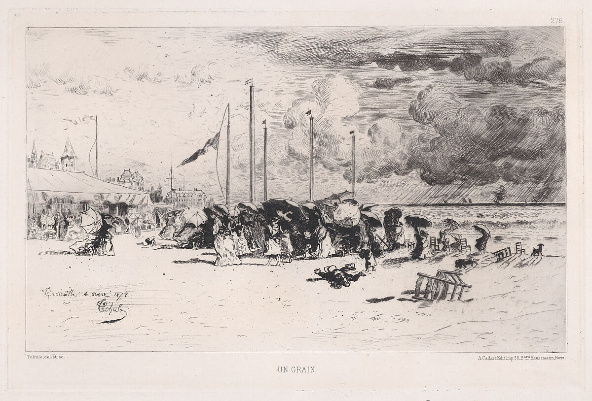 A Squall at Trouville, Félix-Hilaire Buhot (French, Valognes 1847–1898 Paris), Etching on laid paper; fifth state of seven 