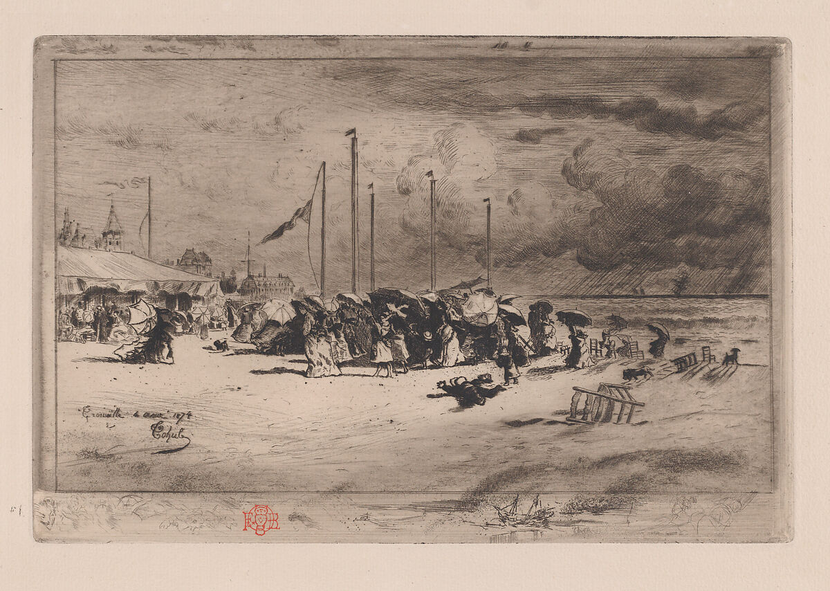 A Squall at Trouville, Félix-Hilaire Buhot (French, Valognes 1847–1898 Paris), Etching, aquatint, and roulette; fourth of seven states 