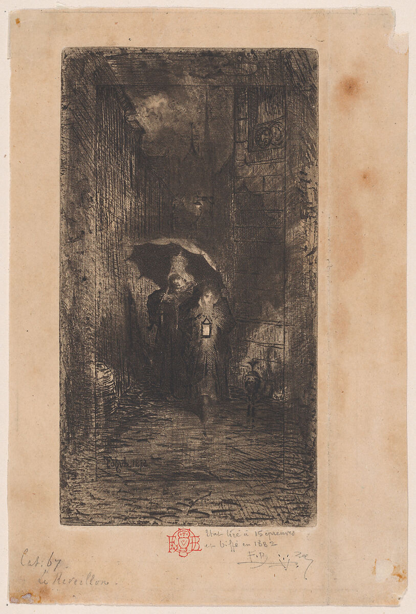 Midnight Revel (Le Réveillon), Félix-Hilaire Buhot (French, Valognes 1847–1898 Paris), Etching, roulette, aquatint, drypoint, burnishing, and stop-out; third state of four 