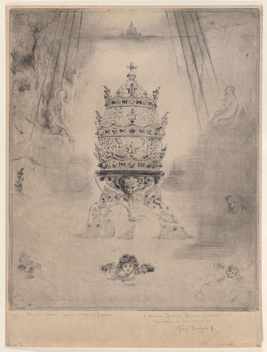 The Tiara, Félix-Hilaire Buhot (French, Valognes 1847–1898 Paris), Etching and drypoint; first state of three 