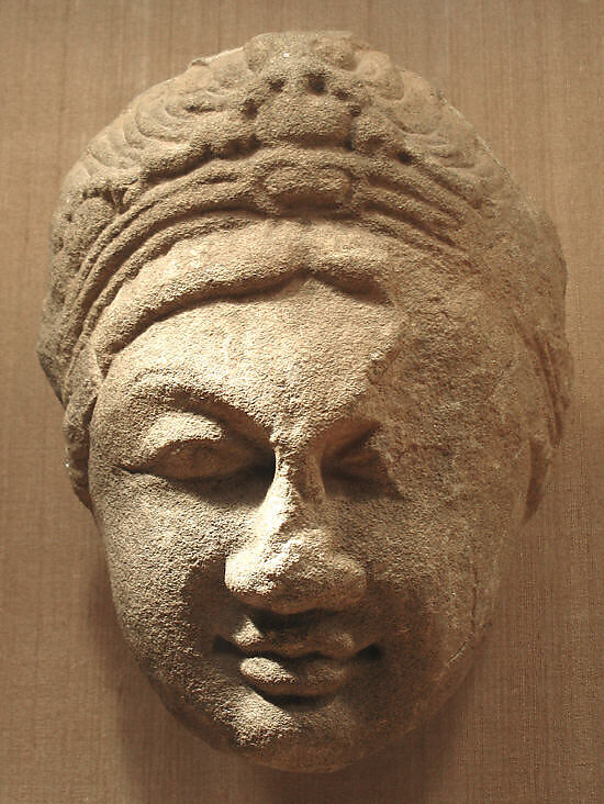Head of an Unidentified Deity, Sandstone, India (Himachal Pradesh, possibly Kangra district) 