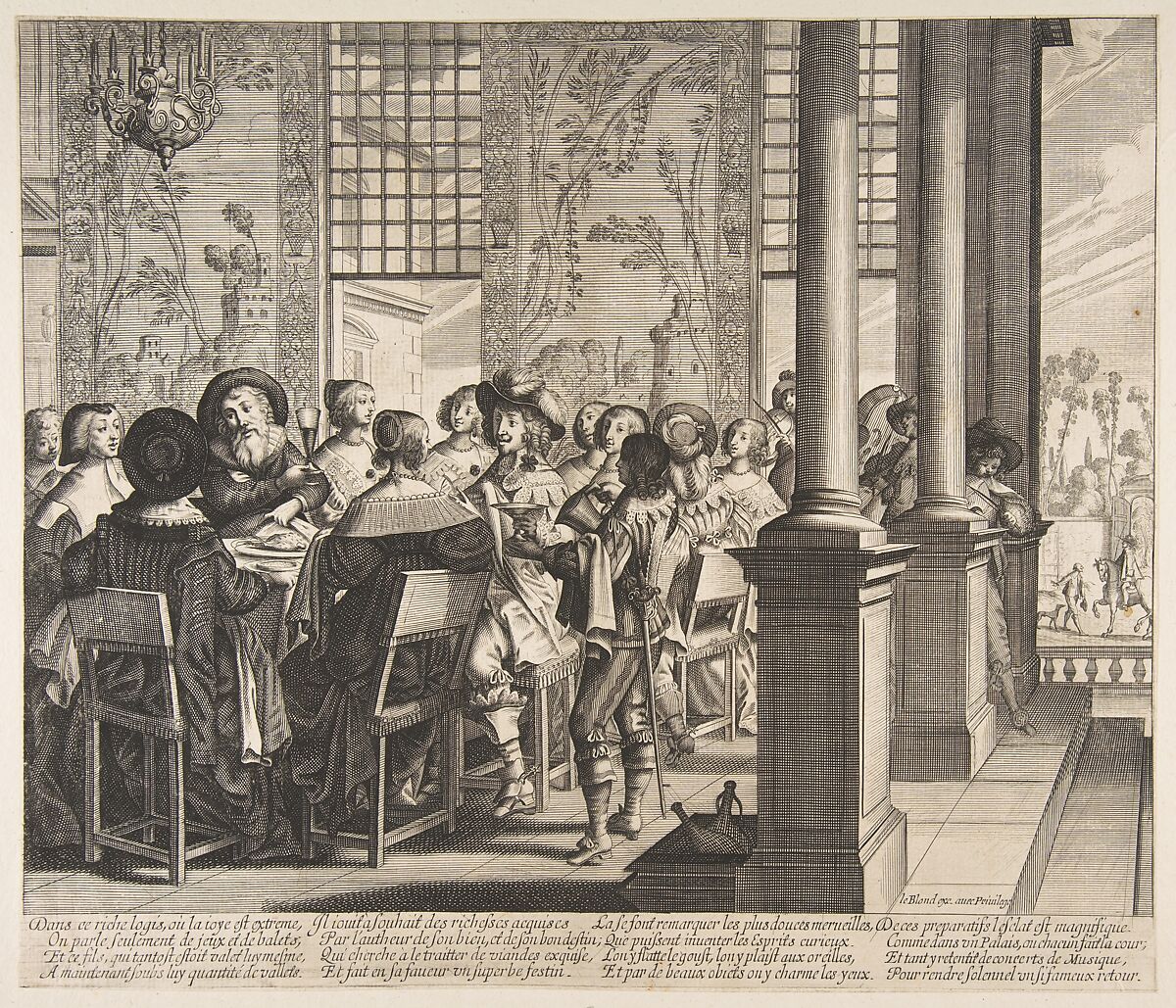 The Banquet for the Return of the Prodigal Son, Anonymous, Etching and engraving; (copy in reverse) 