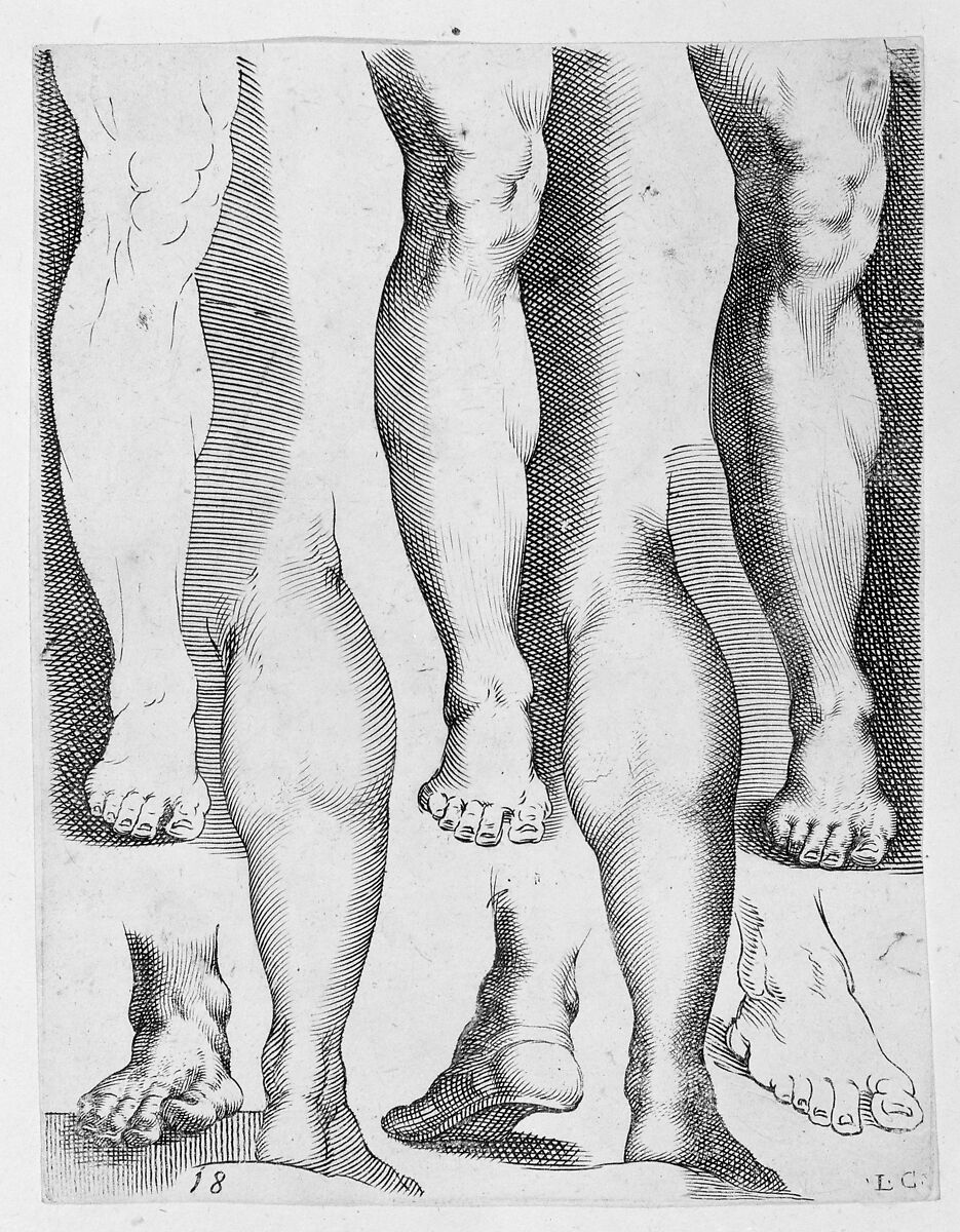 Five Legs and Three Feet, Luca Ciamberlano (Italian, active Rome, 1599–1641), Engraving 