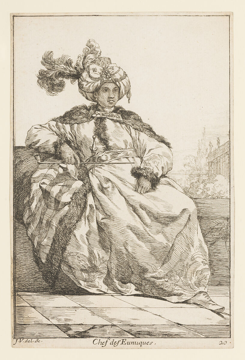 Chef des Eunuques (head of the Eunuchs), from the series "Caravane du Sultan à la Mecque..." (Caravan of a Sultan Going to Mecca), Joseph Marie Vien (French, Montpellier 1716–1809 Paris), Etching 