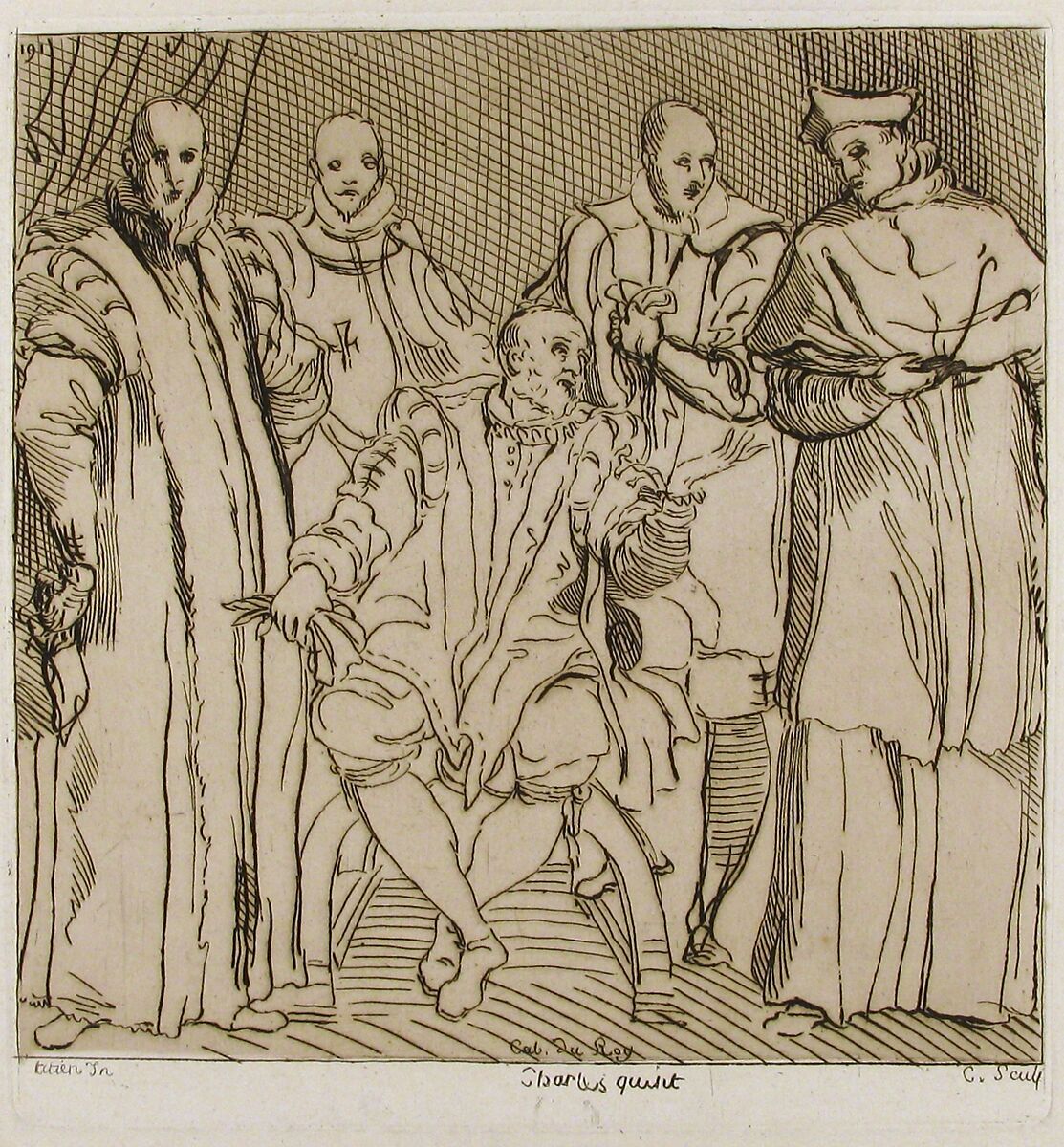 Charles V after Titian, Anne Claude Philippe de Tubières, comte de Caylus (French, Paris 1692–1765 Paris), Etching 