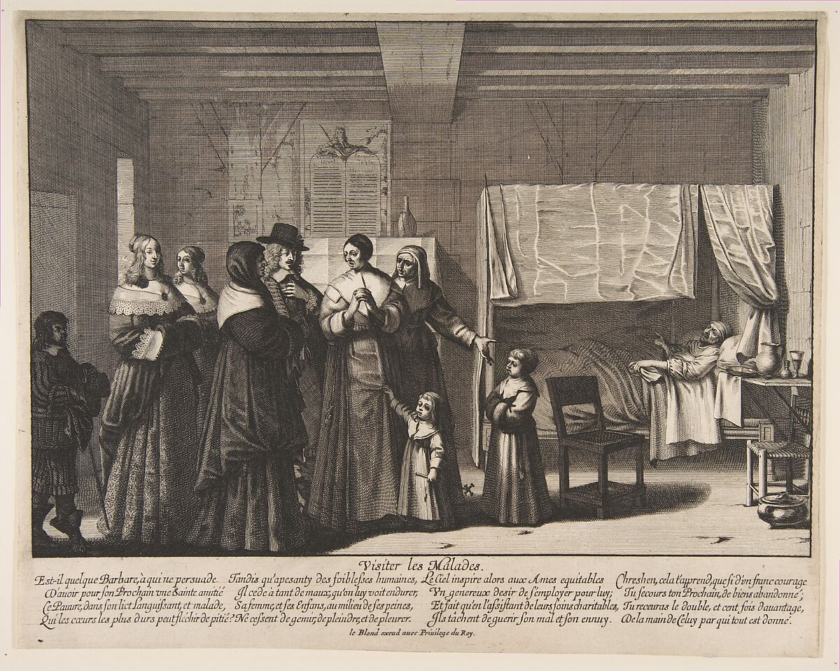 Visiting the Sick, Abraham Bosse (French, Tours 1602/04–1676 Paris), Etching and engraving 