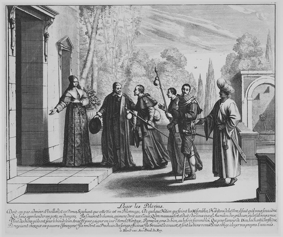 Lodge the Pilgrims, Abraham Bosse (French, Tours 1602/04–1676 Paris), Etching with engraving; first state of two