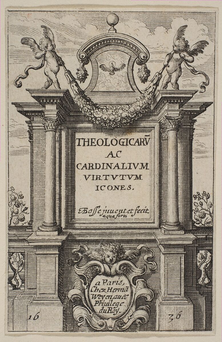 Frontispiece to The Theological and Cardinal Virtues, Abraham Bosse (French, Tours 1602/04–1676 Paris), Etching 