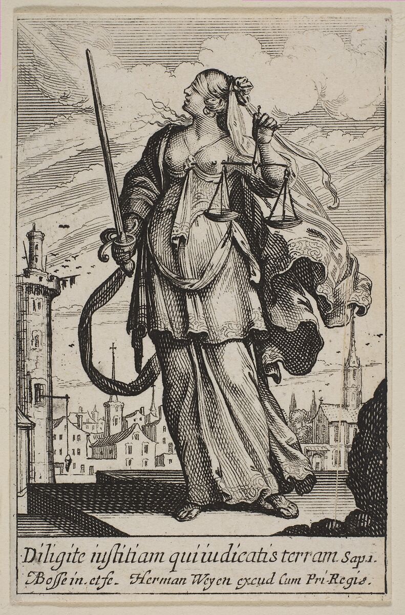 Justice, Abraham Bosse (French, Tours 1602/04–1676 Paris), Etching 