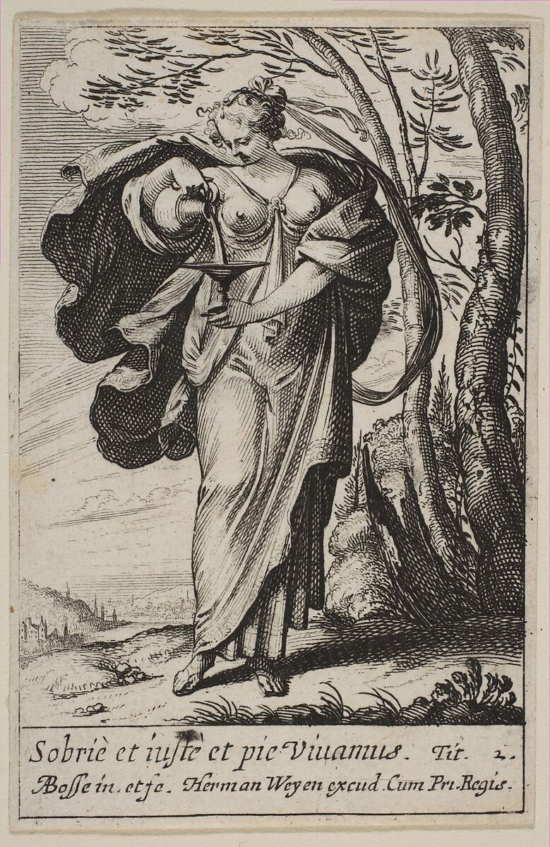 Temperance, Abraham Bosse (French, Tours 1602/04–1676 Paris), Etching 