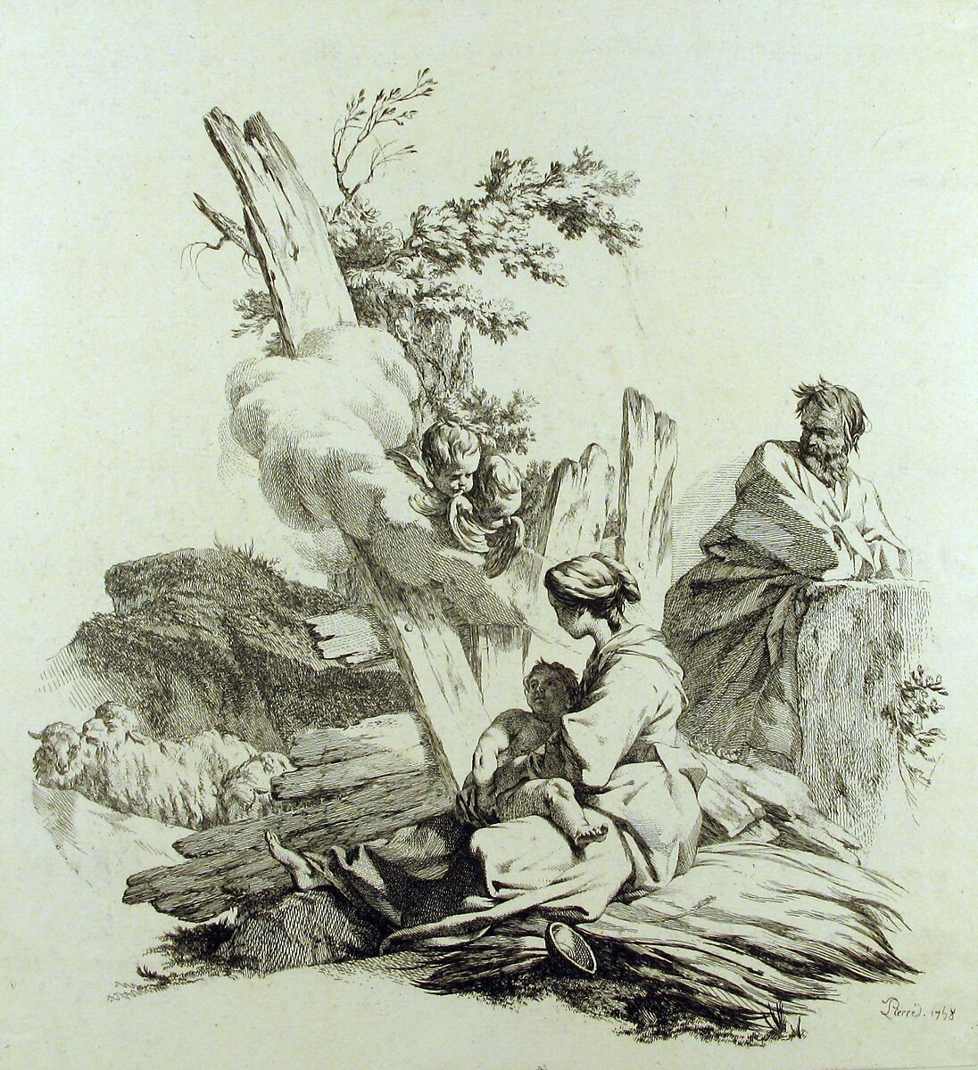 The Flight Into Egypt, Jean-Baptiste Marie Pierre (French, Paris 1714–1789 Paris), Etching