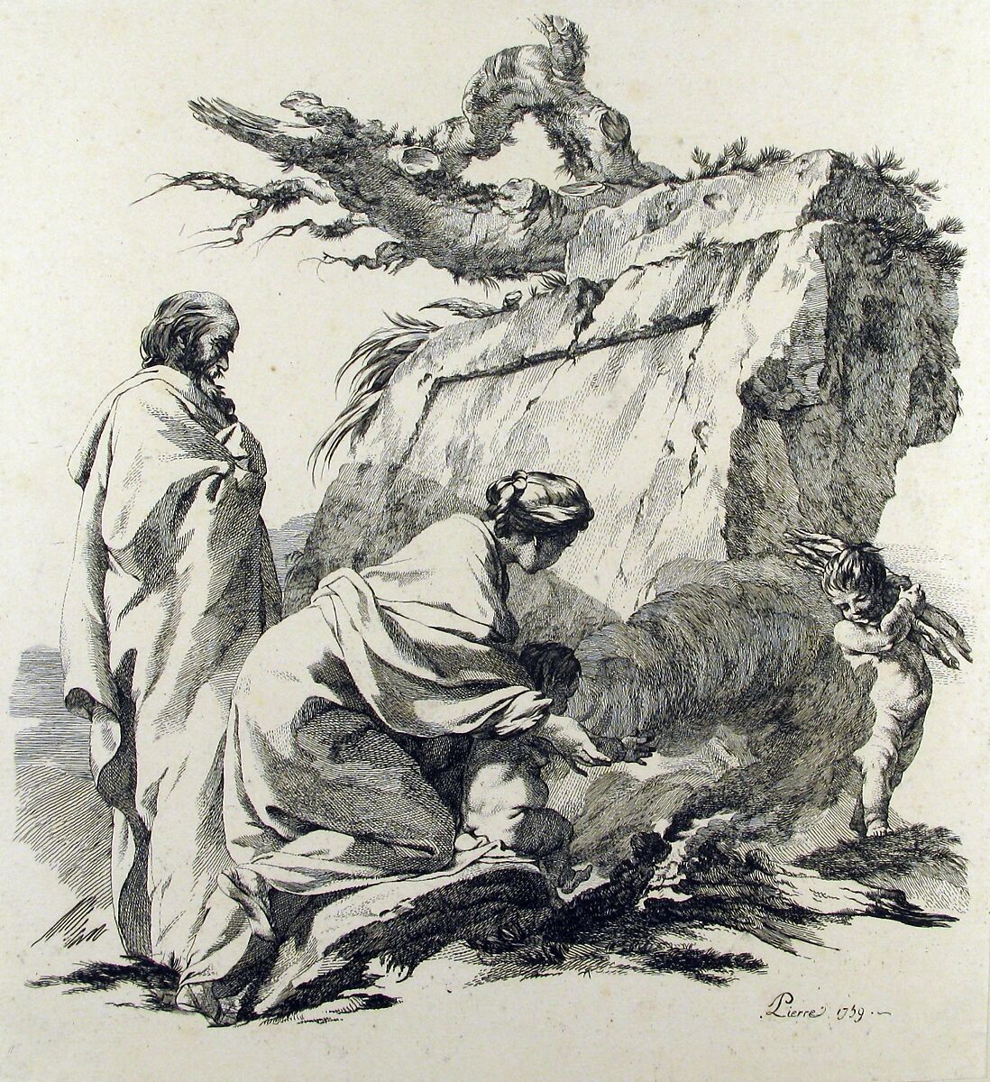 Flight Into Egypt, Jean-Baptiste Marie Pierre (French, Paris 1714–1789 Paris), Etching