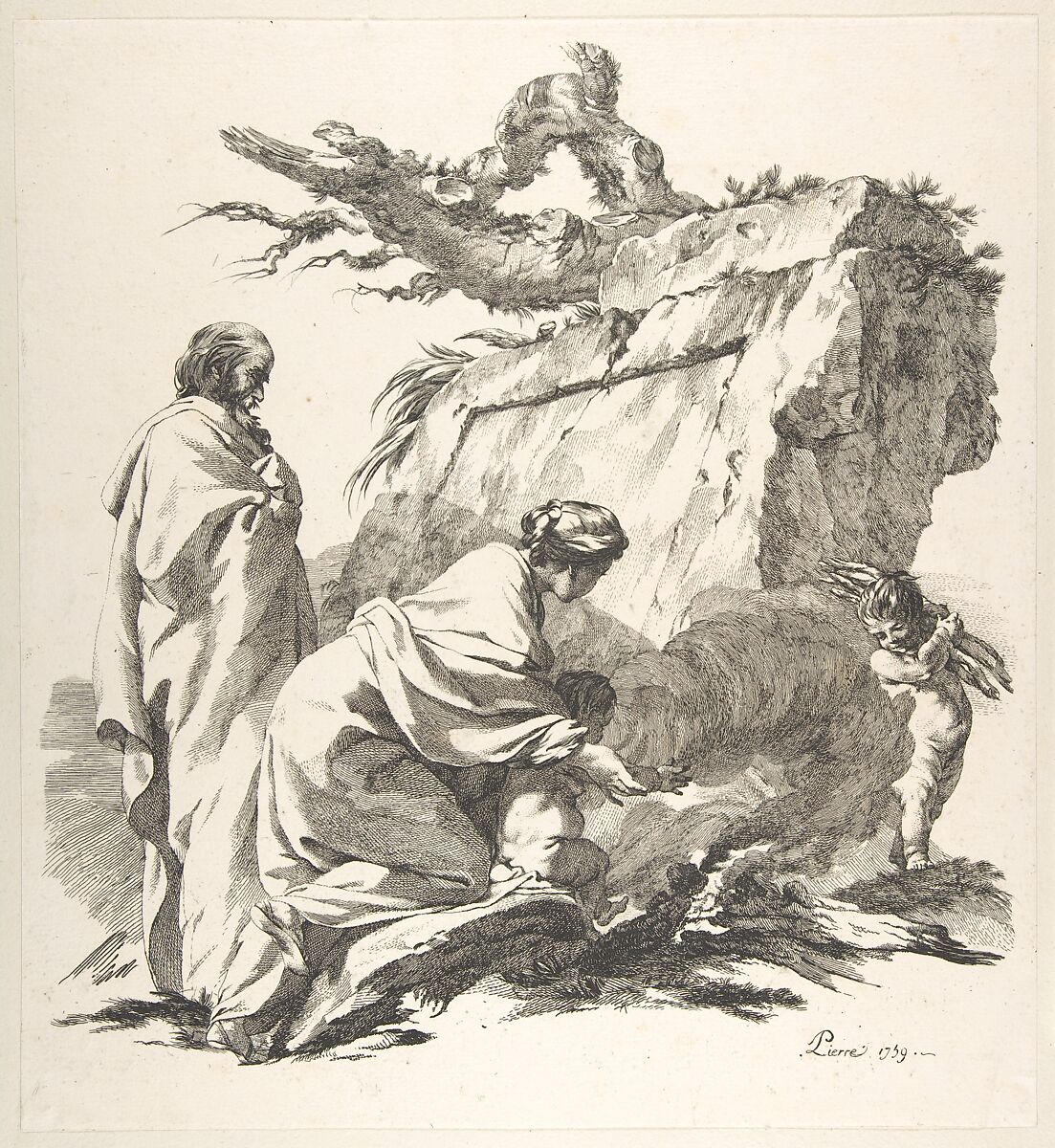 Flight Into Egypt, Jean-Baptiste Marie Pierre (French, Paris 1714–1789 Paris), Etching 