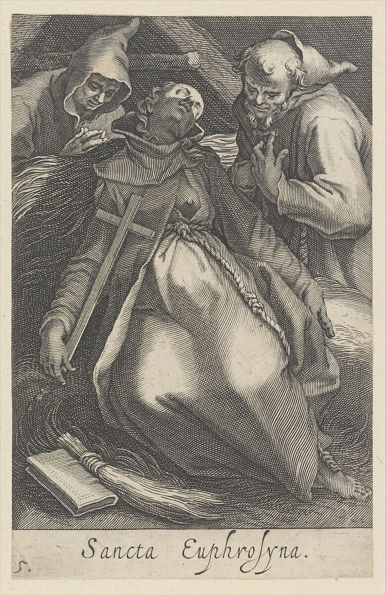 Sancta Euphrolyna, from the series Female Hermits, Abraham Bloemaert (Netherlandish, Gorinchem 1566–1651 Utrecht), Engraving 