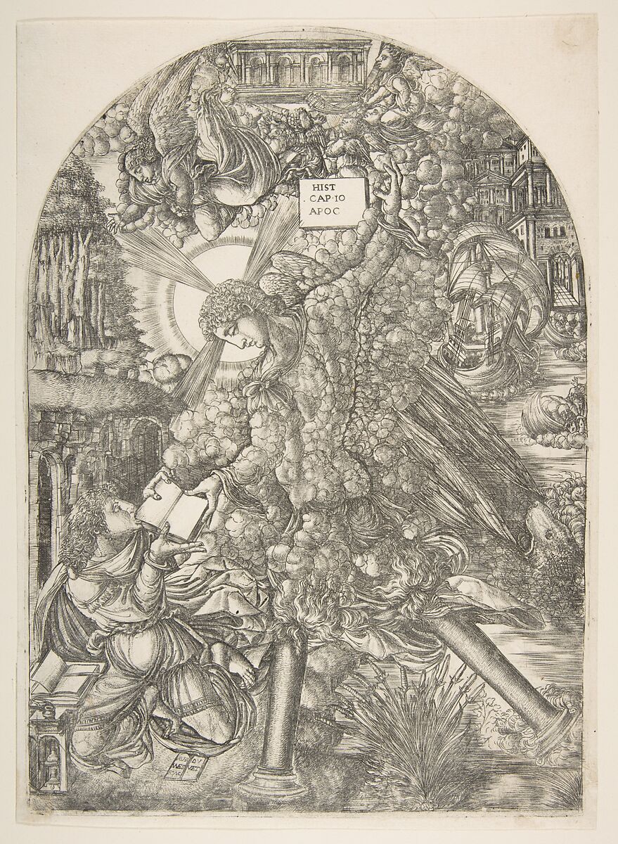 The Angel Gives Saint John the Book to Eat, from the Apocalypse, Jean Duvet (French, ca. 1485–after 1561), Engraving; second state of two 