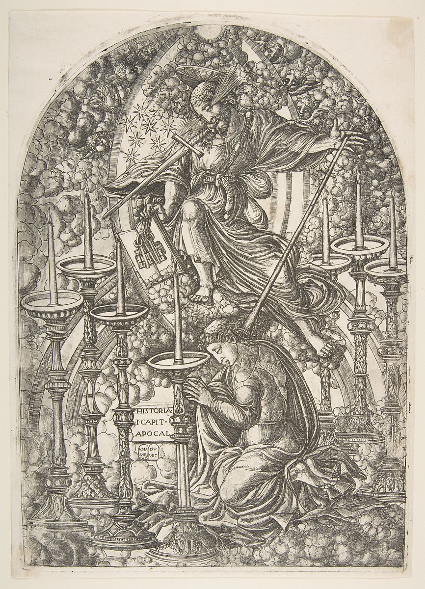 Saint John sees Seven Gold Candlesticks, from the Apocalypse, Jean Duvet (French, ca. 1485–after 1561), Engraving 