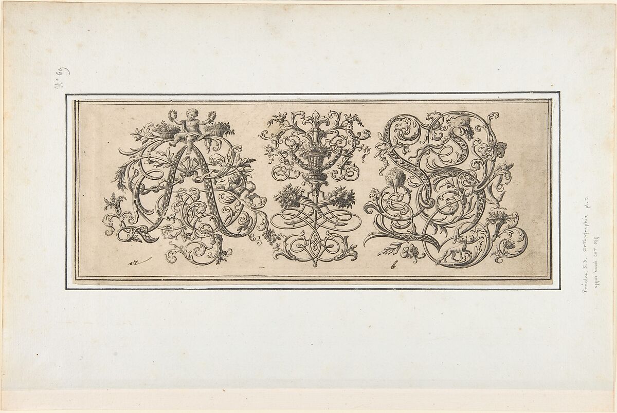 Plate 2, from "Orthographia", Johann Daniel Preissler (German, Nuremberg 1666–1737 Nuremberg), Etching 