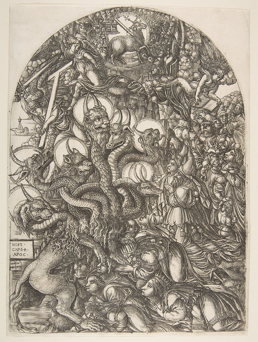 The Beast with Seven Heads and Ten Horns, from the Apocalypse, Jean Duvet (French, ca. 1485–after 1561), Engraving 