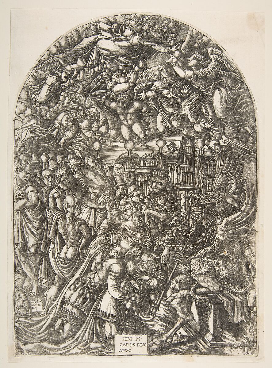 The Dragon with two Horns and the Beast with Seven, from the Apocalypse, Jean Duvet (French, ca. 1485–after 1561), Engraving; second state of two 