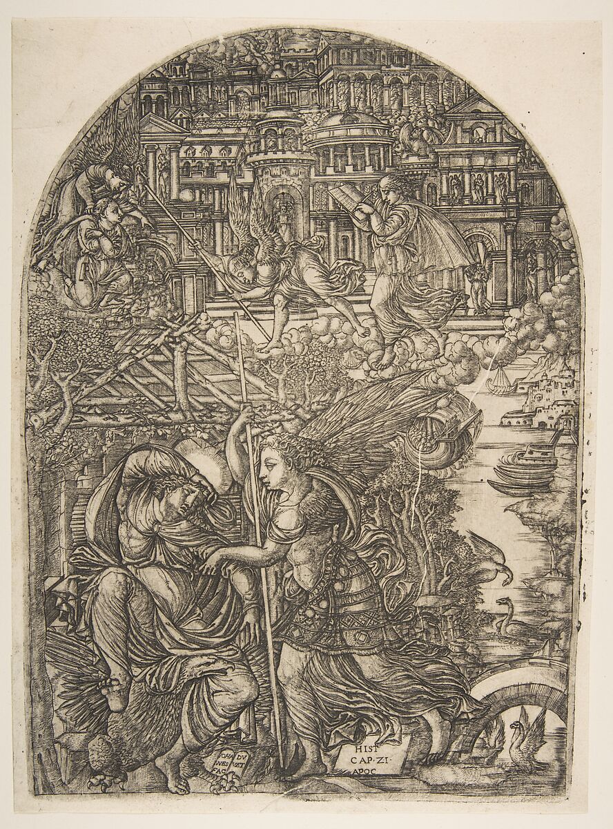 The Angel shows Saint John the New Jerusalem, from the Apocalypse, Jean Duvet (French, ca. 1485–after 1561), Engraving 