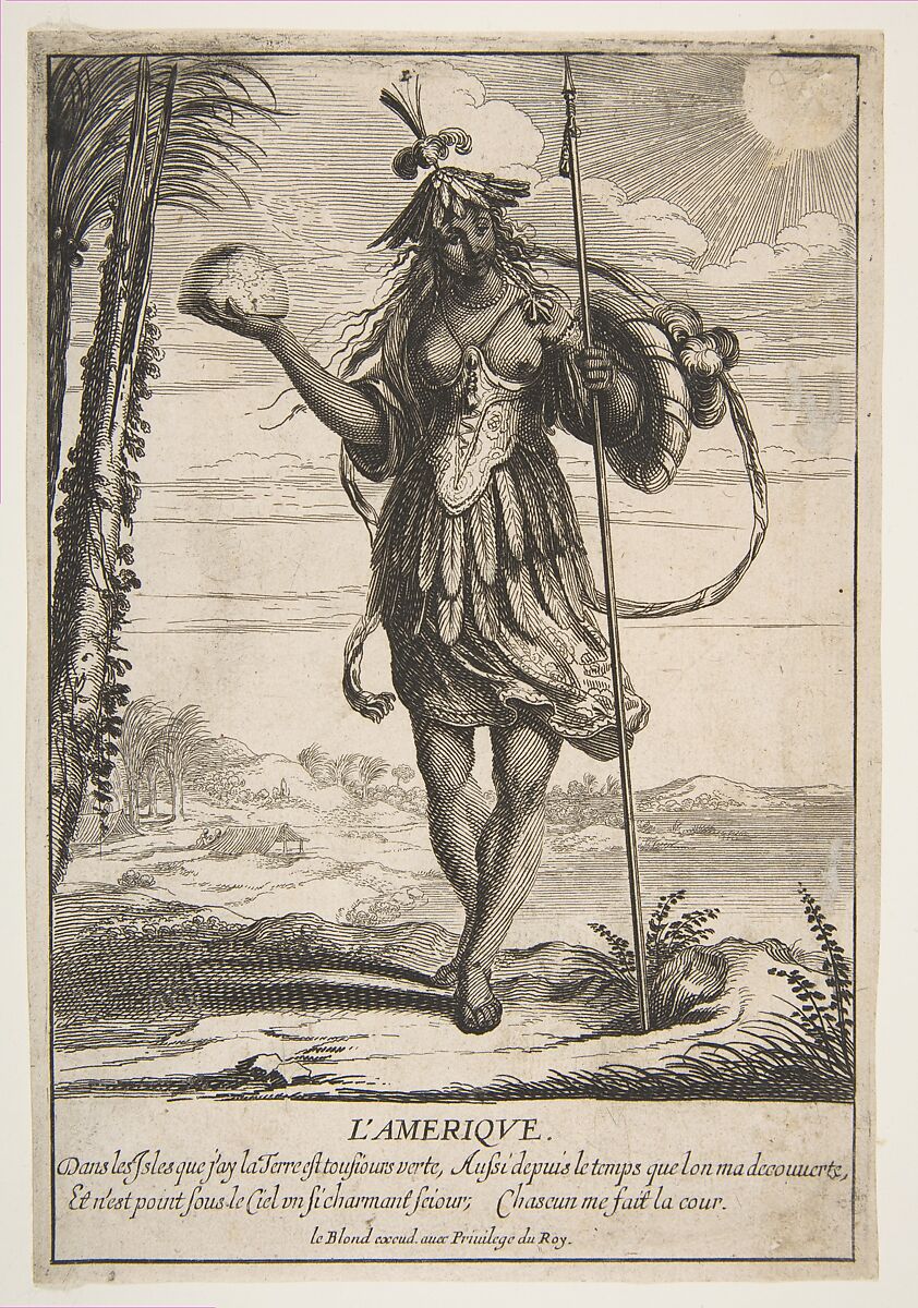 Allegory of America, from "The Four Continents", Abraham Bosse (French, Tours 1602/04–1676 Paris), Etching 